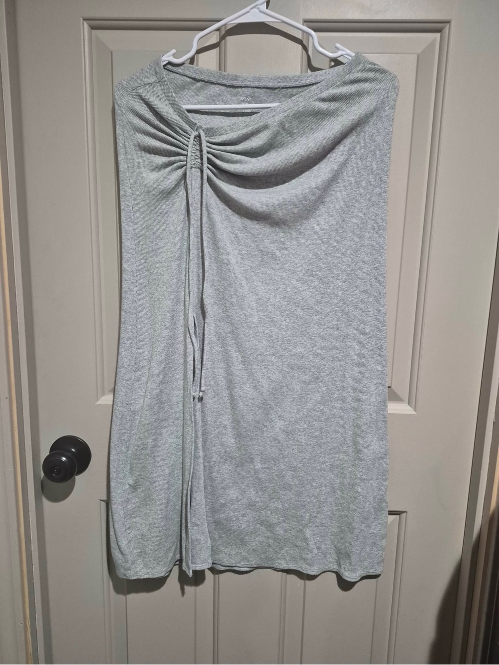 aerie Light Gray Midi Skirt with Drawstring Detail